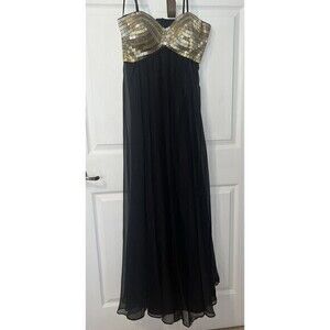 Le Femme Black Formal/Prom Strapless‎ Dress, Gold & Silver Bra Accent-Size 8